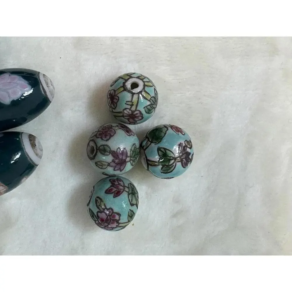 50 Ceramic Decorative Mix Beads Glossy Assorted Colors Sizes and Designs